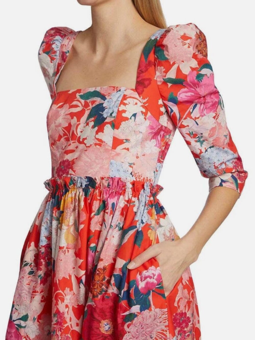 Cara Cara, Blue Hill Dress, Size 0, Japanese Floral Red